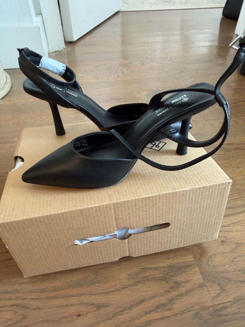 Call It Spring Black Pointed Toe Slingback Heels